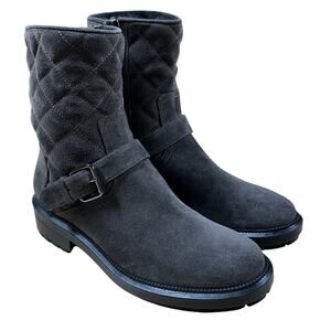 Aquatalia Leva Quilted Suede Women's Brown Ankle Boot Size 8 New Without Box